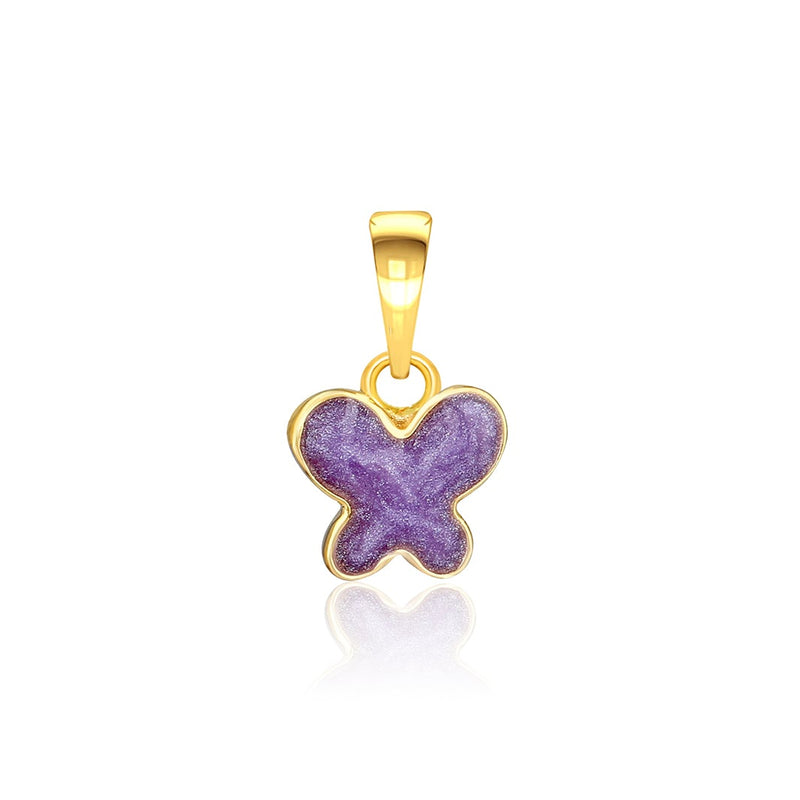 Kids Purple Butterfly Gold Pendant