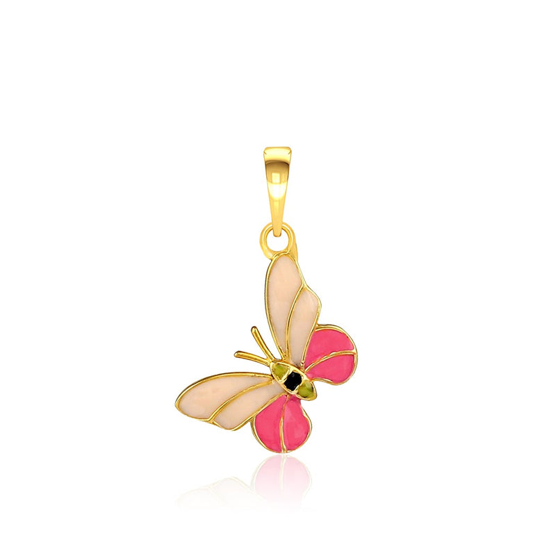 Kids Pink Butterfly Gold Pendant