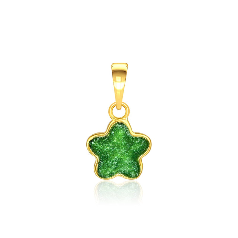 Kids Green Flower Gold Pendant