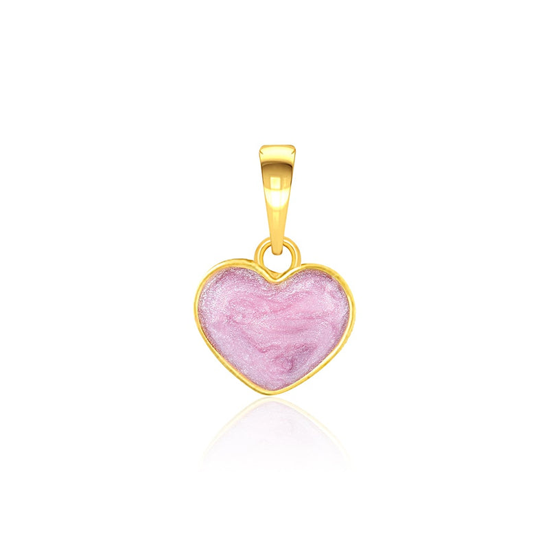 Kids Cute Pink Heart Gold Pendant