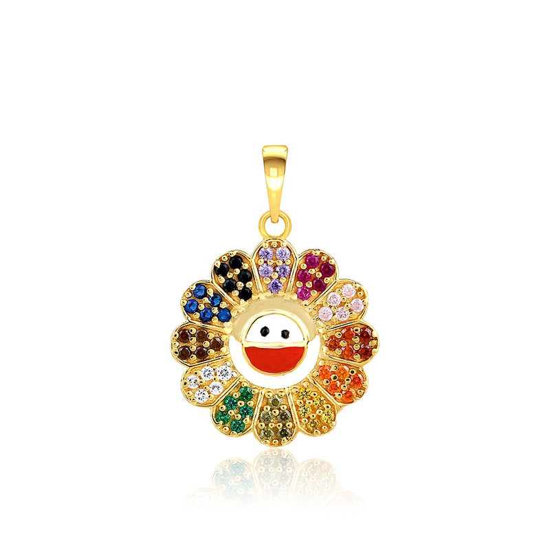 Kids Colourful Sunflower Gold Pendant