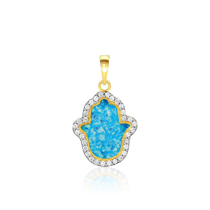 Kids Pretty Blue Ruby Gold Pendant