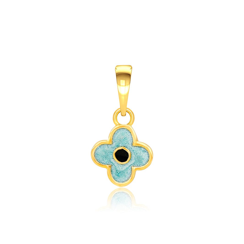 Kids Mini Blue Flower Gold Pendant