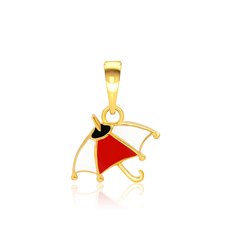 Kids Cute White and Red Umbrella Gold Pendant