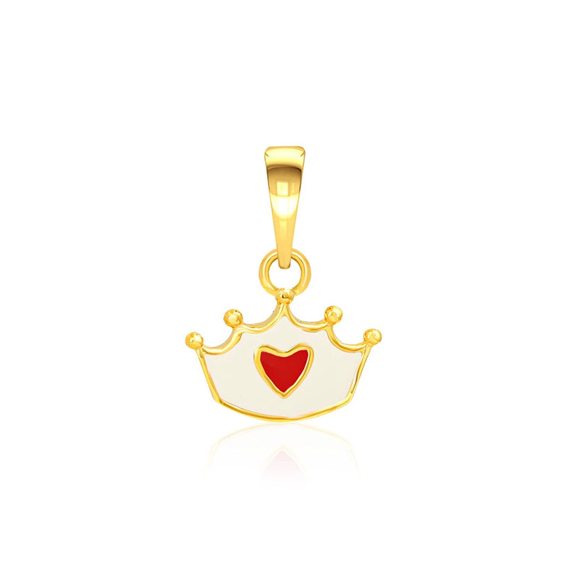 Kids Pretty White Crown Gold Pendant