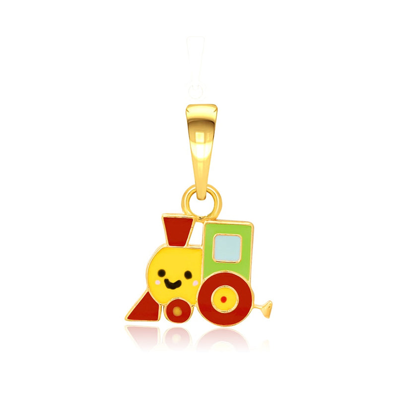 Kids Cute Toy Train Gold Pendant