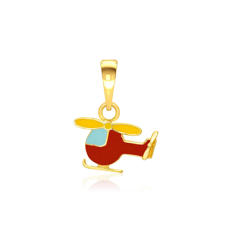 Kids Cute Helicopter Gold Pendant