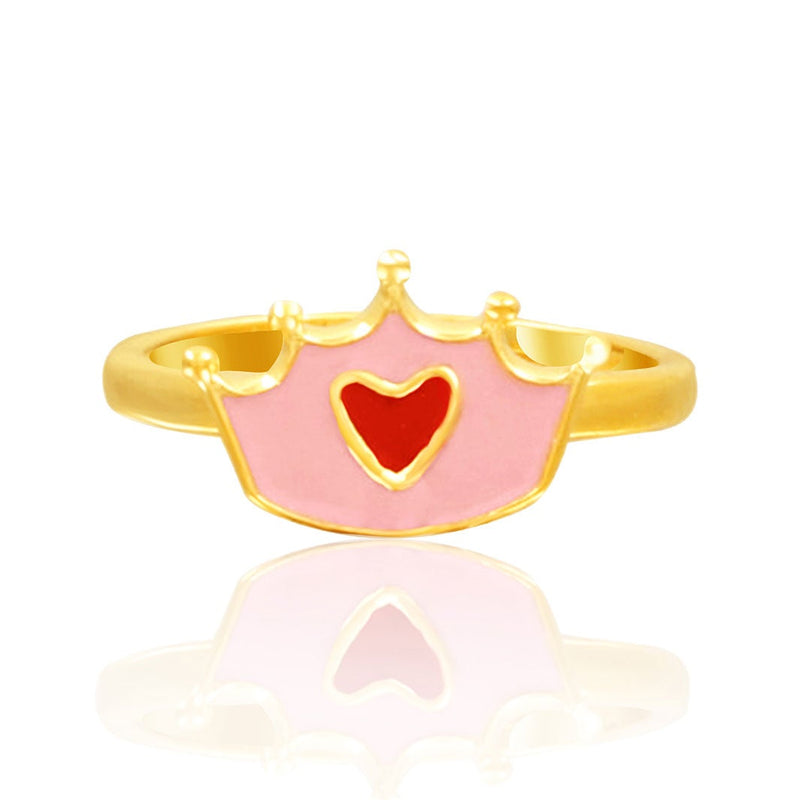 Pink Crown Kids Gold Ring