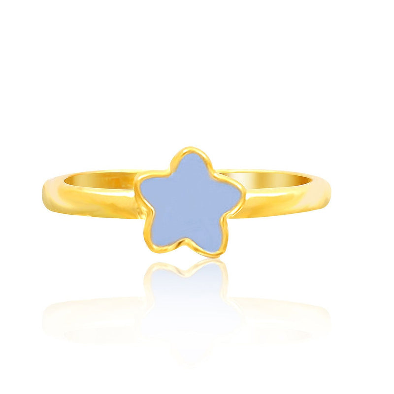 Mini Blue Flower Kids Gold Ring