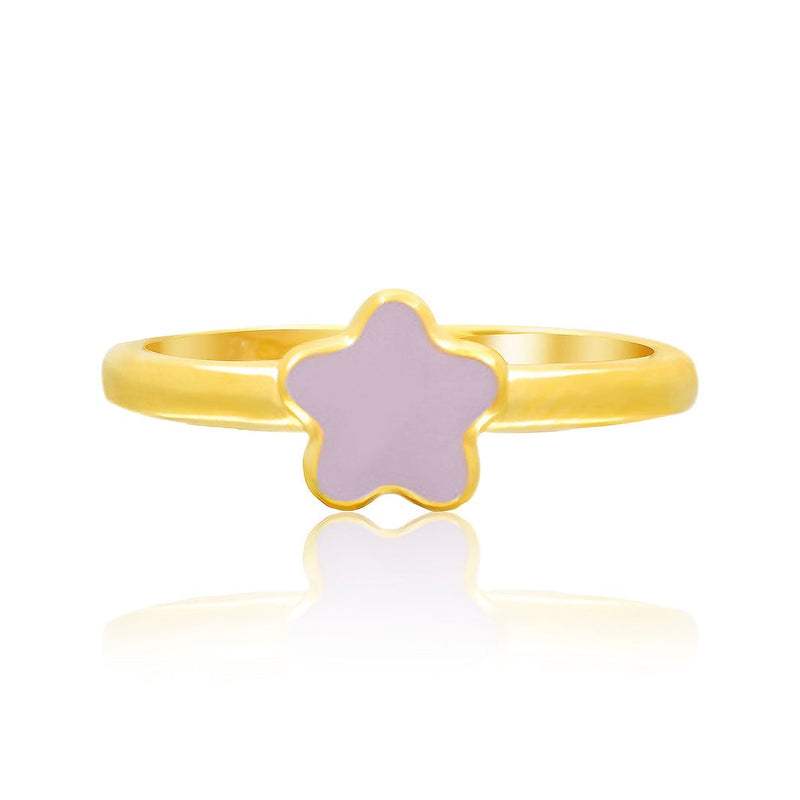 Mini Purple Flower Kids Gold Ring