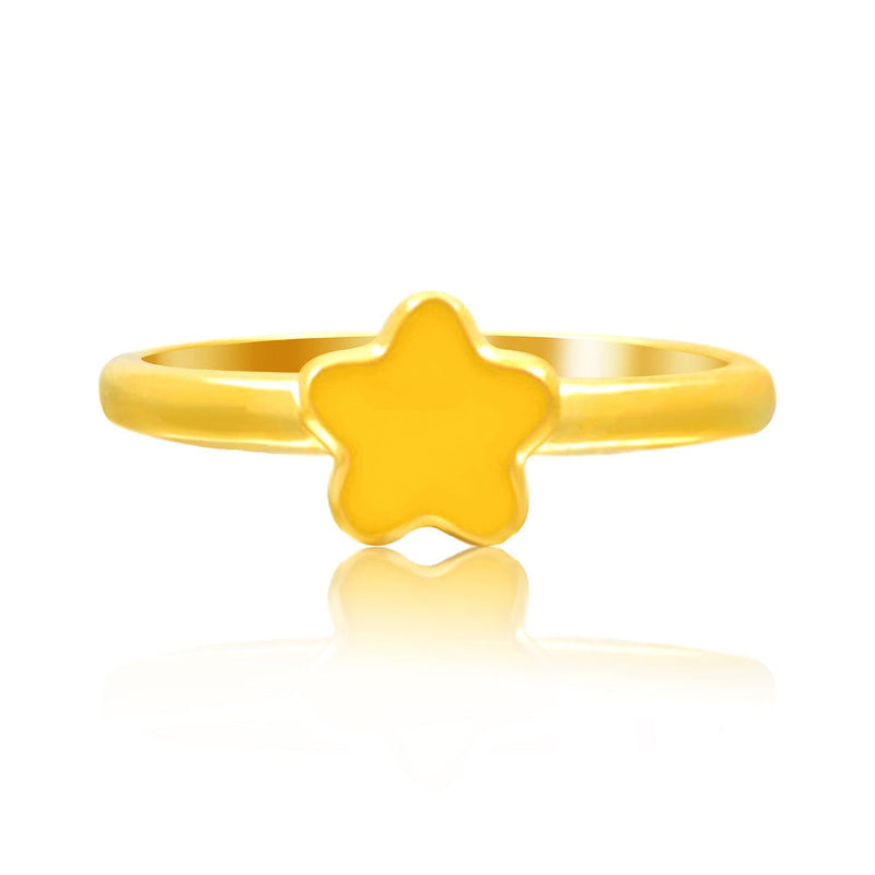 Mini Yellow Flower Kids Gold Ring