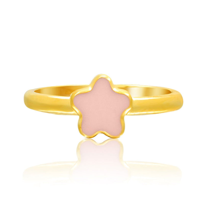 Cute Pink Flower Kids Gold Ring