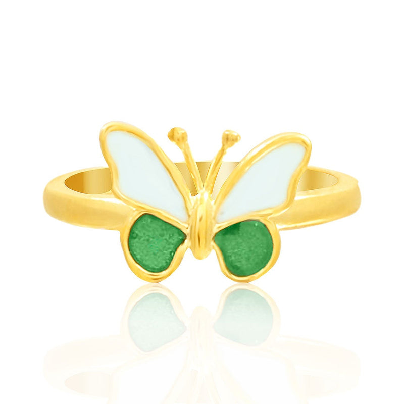 Green Butterfly Kids Gold Ring