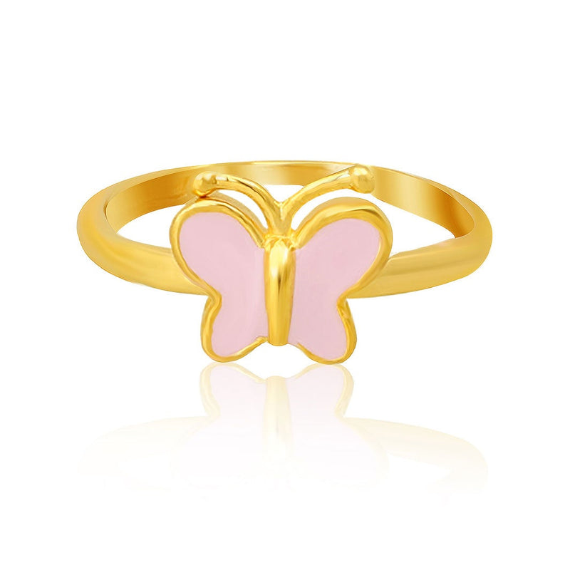 Mini Pink Butterfly Kids Gold Ring