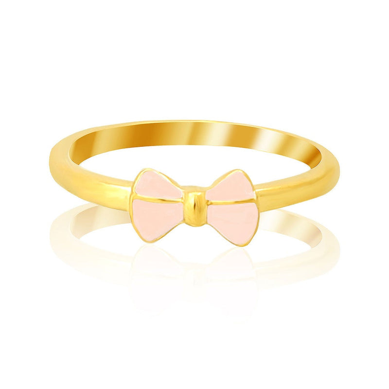 Mini Pink Bow Kids Gold Ring