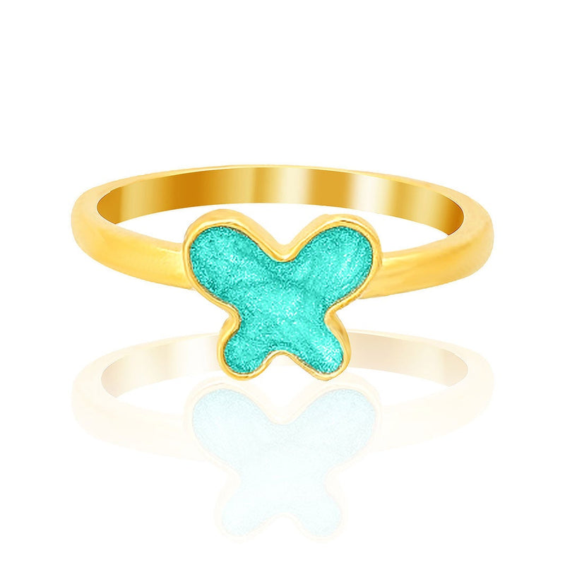 Mini Green Butterfly Kids Gold Ring