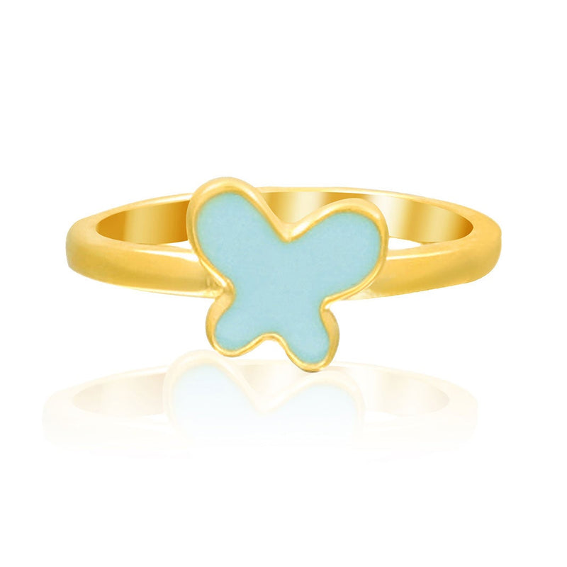 Mini Blue Butterfly Kids Gold Ring