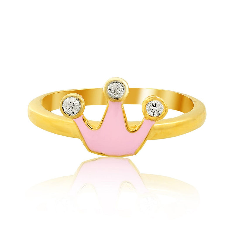 Mini Pink Crown Kids Gold Ring