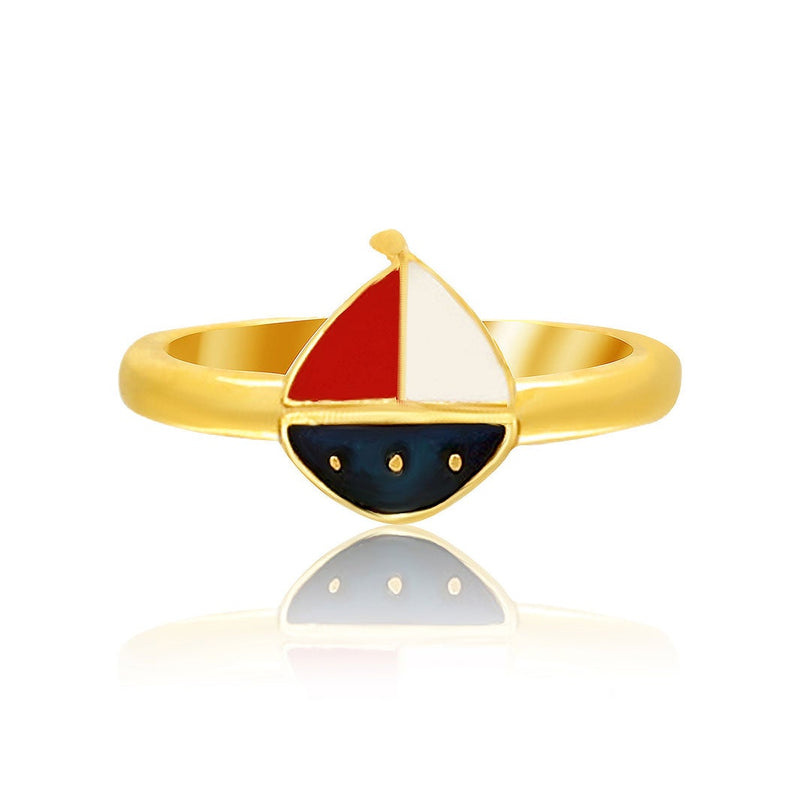 Cute Yacht Kids Gold Ring