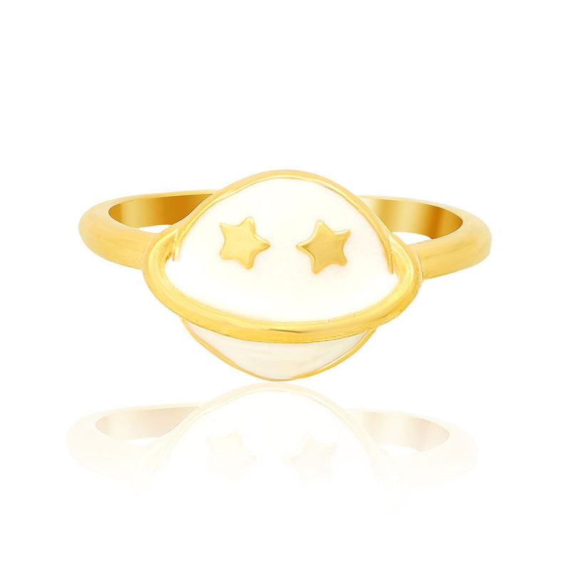 White Spaceship Kids Gold Ring