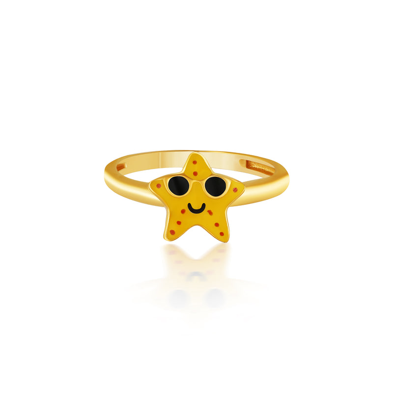 Cute Yellow Star Kids Gold Ring