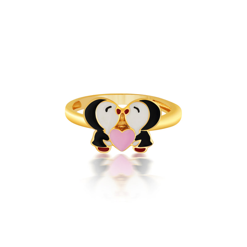 Cute Penguins Kids Gold Ring