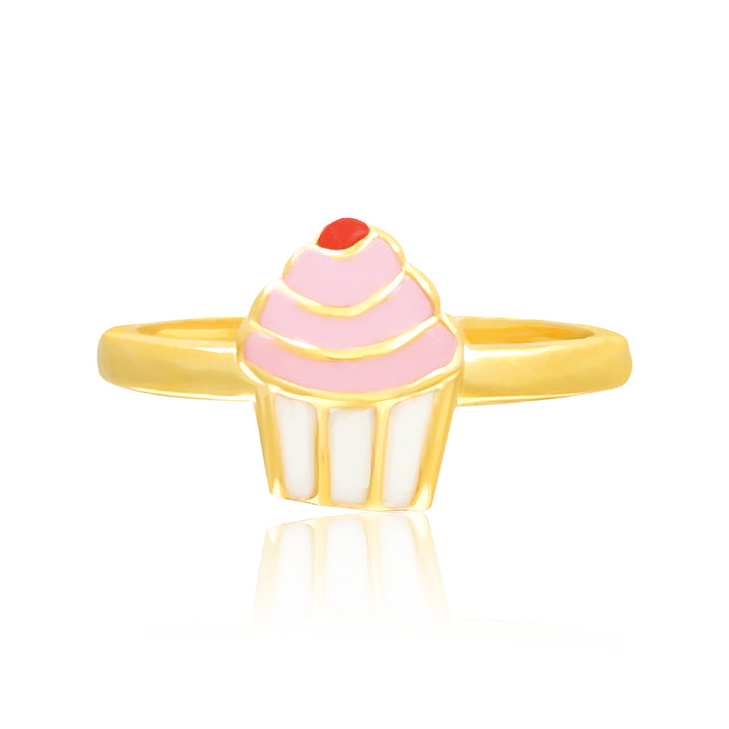 Pink Cupcake Kids Gold Ring