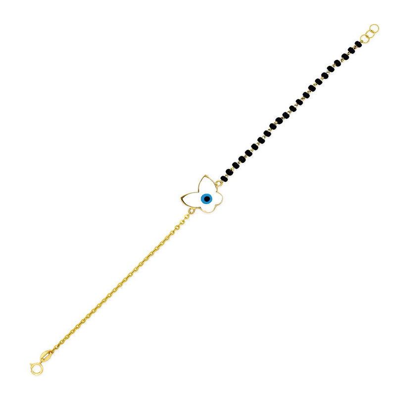 White Butterfly-shaped Evil Eye Mangalsutra Bracelet