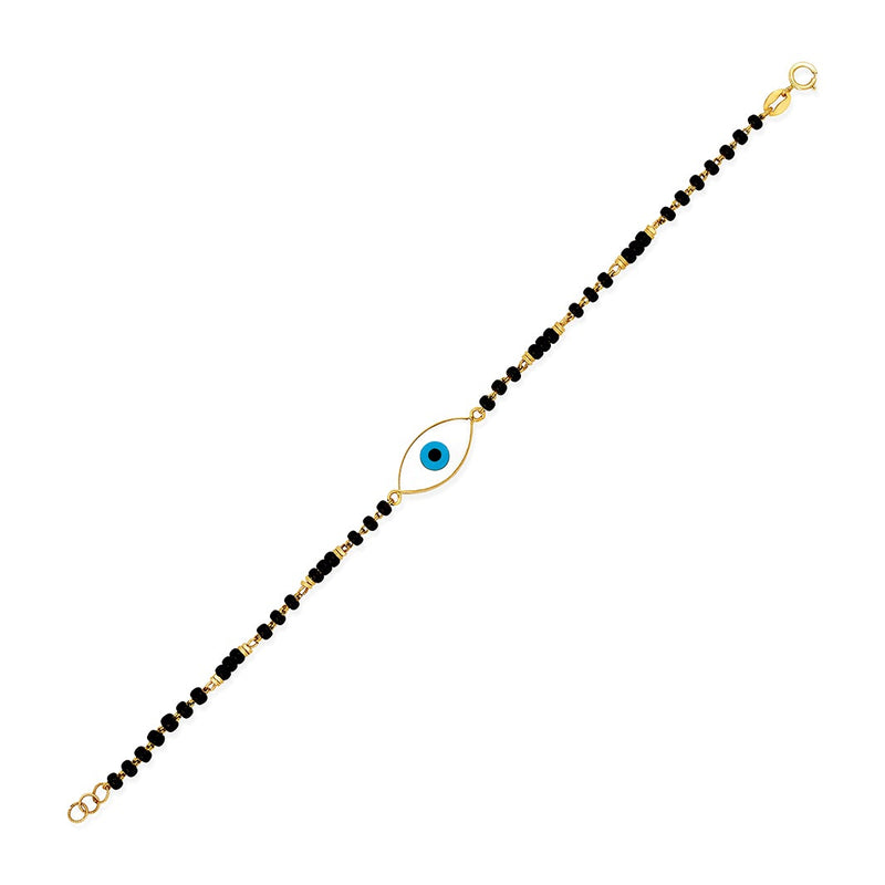 White Oval-shaped Evil Eye Mangalsutra Bracelet