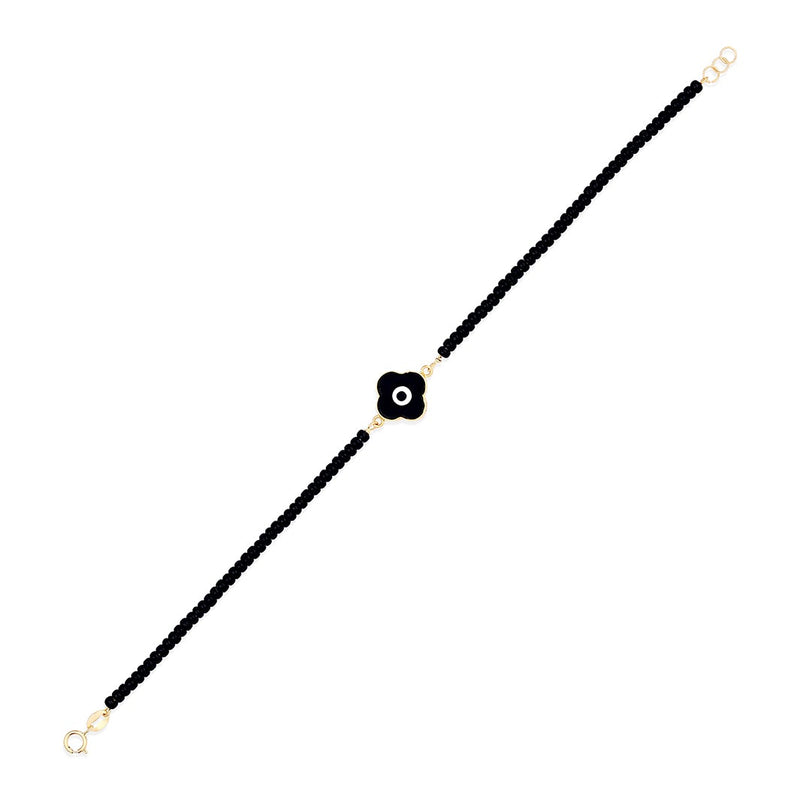 Jet Black Flower-shaped Evil Eye Mangalsutra Bracelet