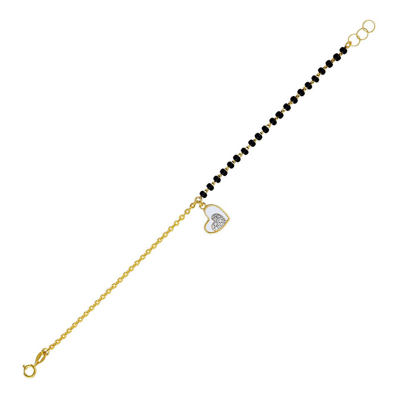 Pretty Gold and Silver Heart Mangalsutra Bracelet