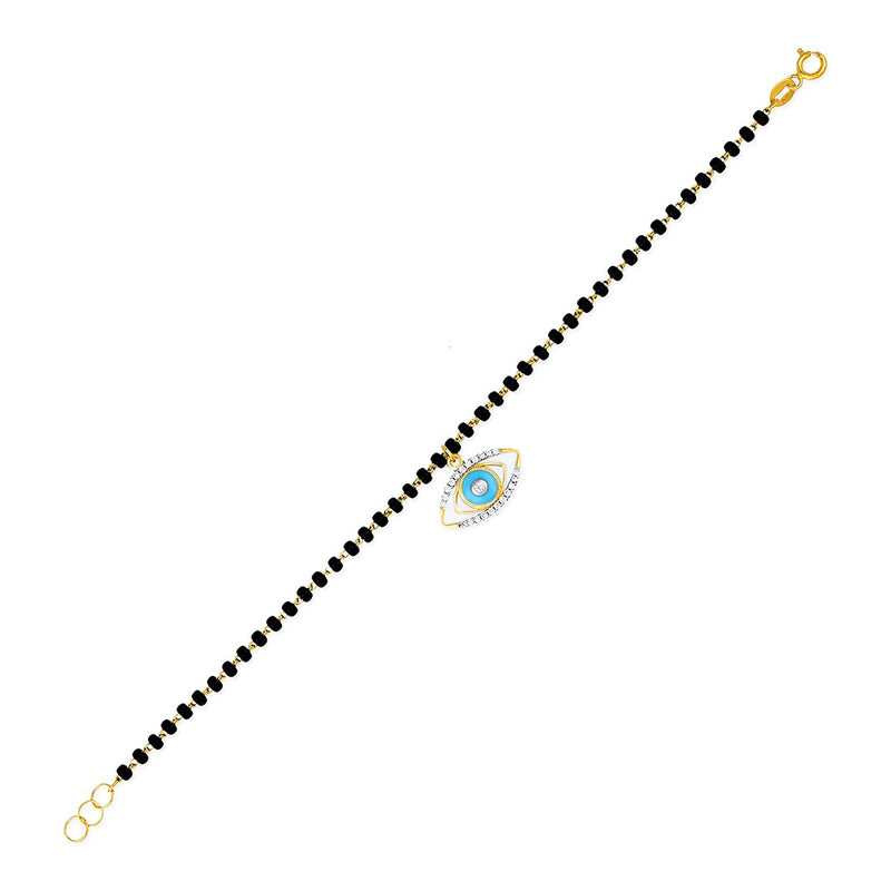 Light Blue Oval-shaped Evil Eye Mangalsutra Bracelet