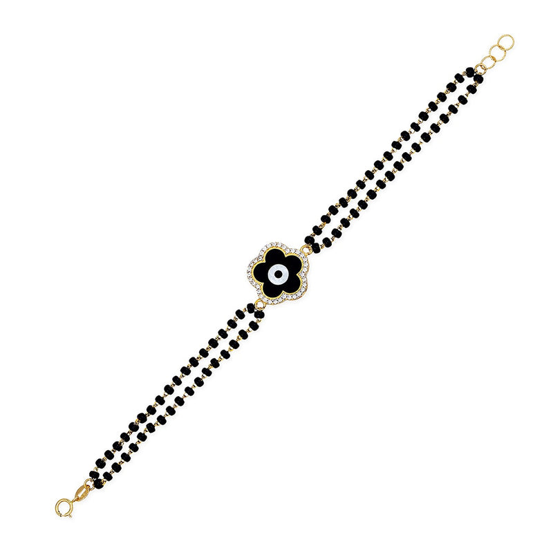 Pretty Black Flower-shaped Evil Eye Mangalsutra Bracelet