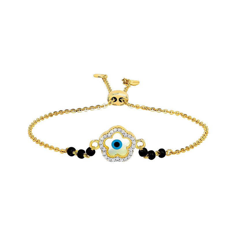 Flower-shaped Evil Eye Adjustable Mangalsutra Bracelet