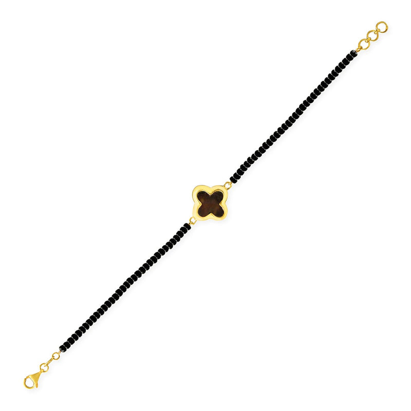 Brown Flower-shaped Evil Eye Mangalsutra Bracelet