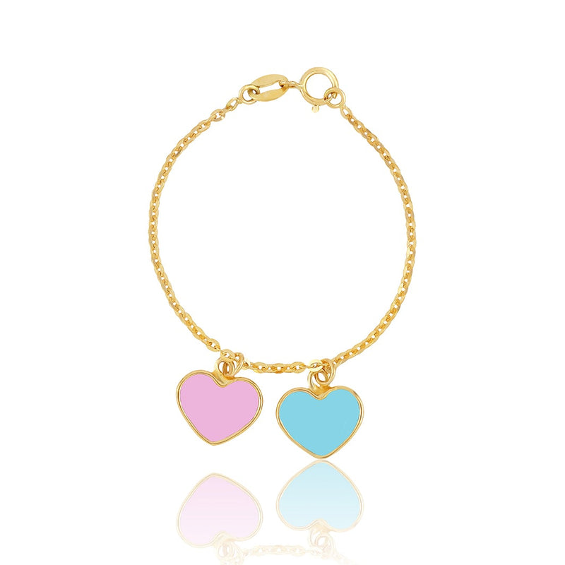 Pink & Blue Hearts Watch Charm Bracelet