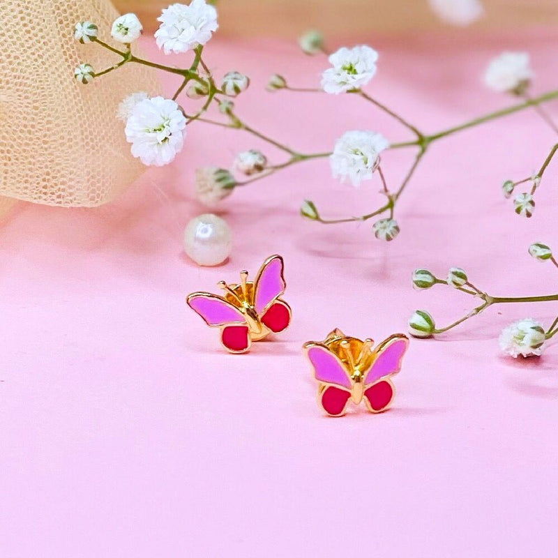 Cute Pink Butterfly Kids Earrings