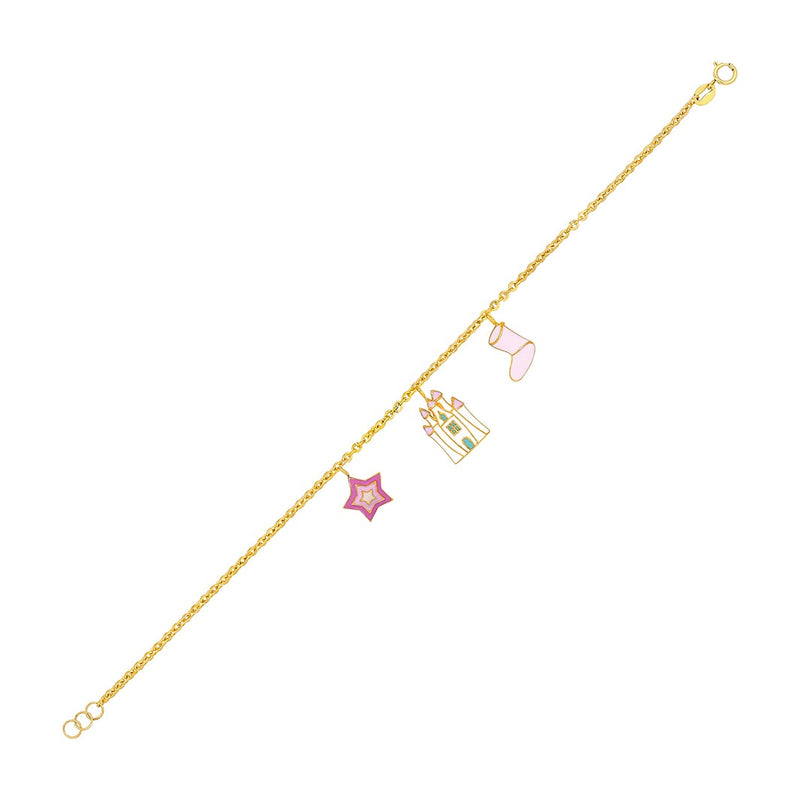 Elegant Youngster Bracelet with Three Pink Charms