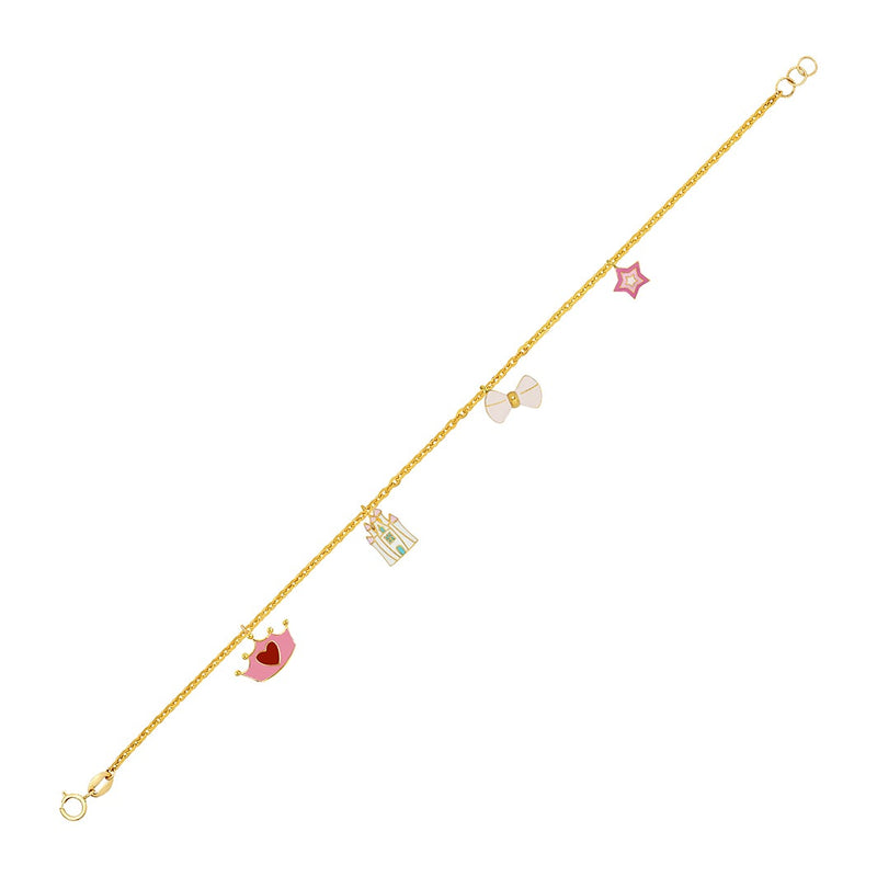 Elegant Youngster Bracelet with Four Pink Charms