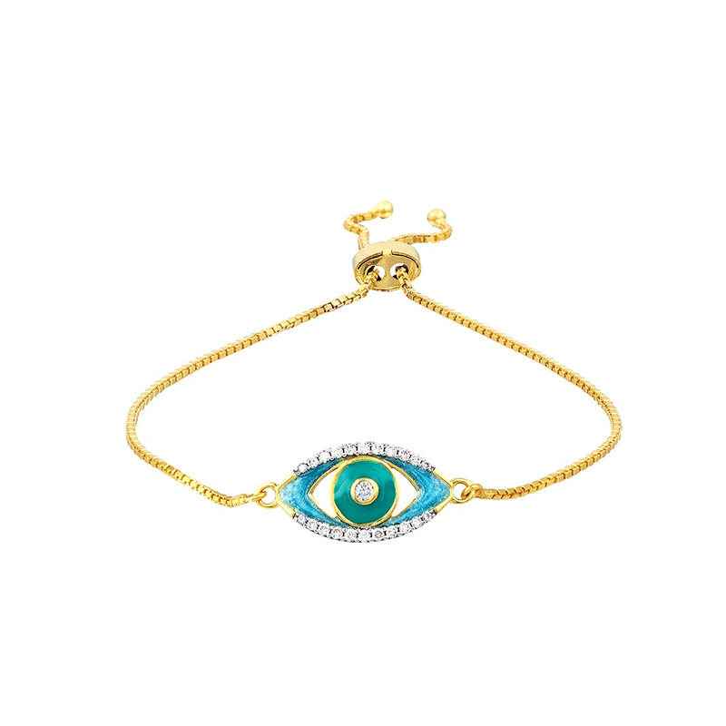 Youngster Bracelet with a Sea Green Evil Eye Charm