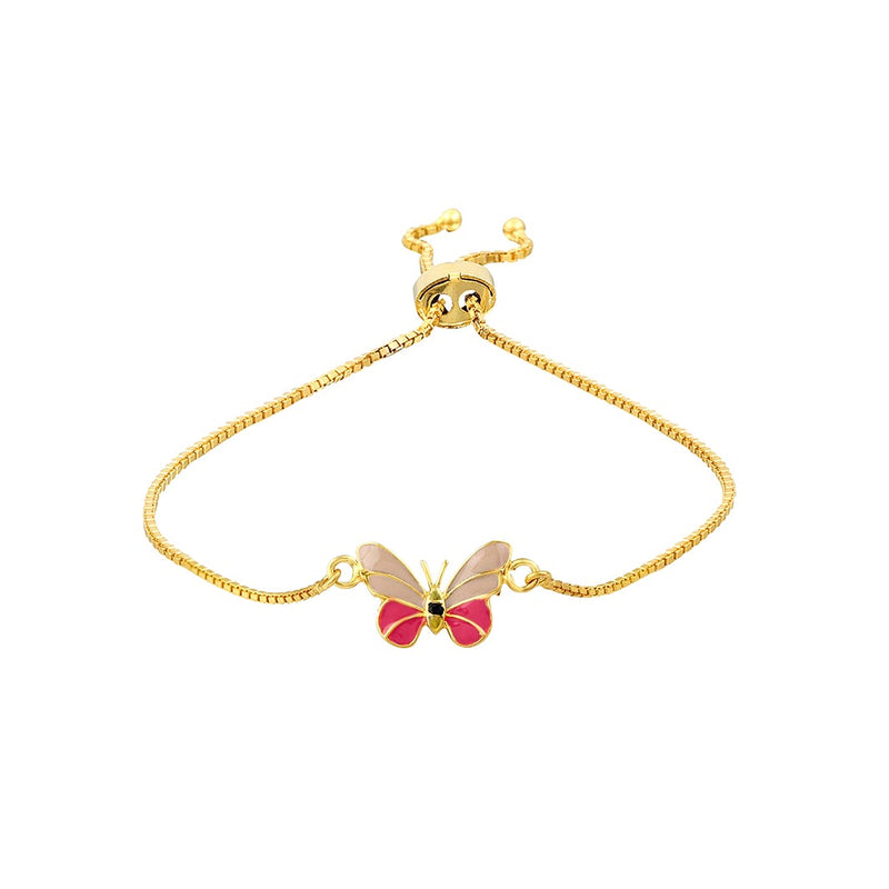 Youngster Bracelet with a Pink Butterfly Charm