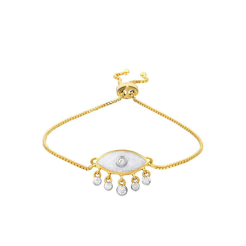 Youngster Bracelet with a White Oval-shaped Evil Eye Charm