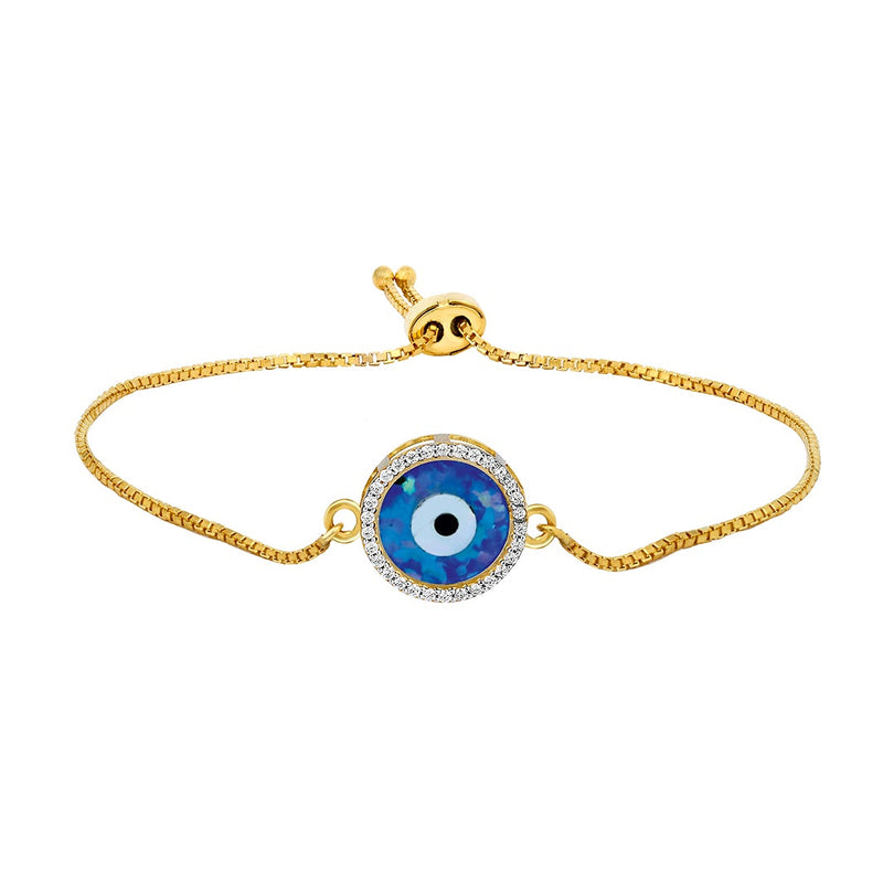 Youngster Bracelet with a Blue Emerald Evil Eye