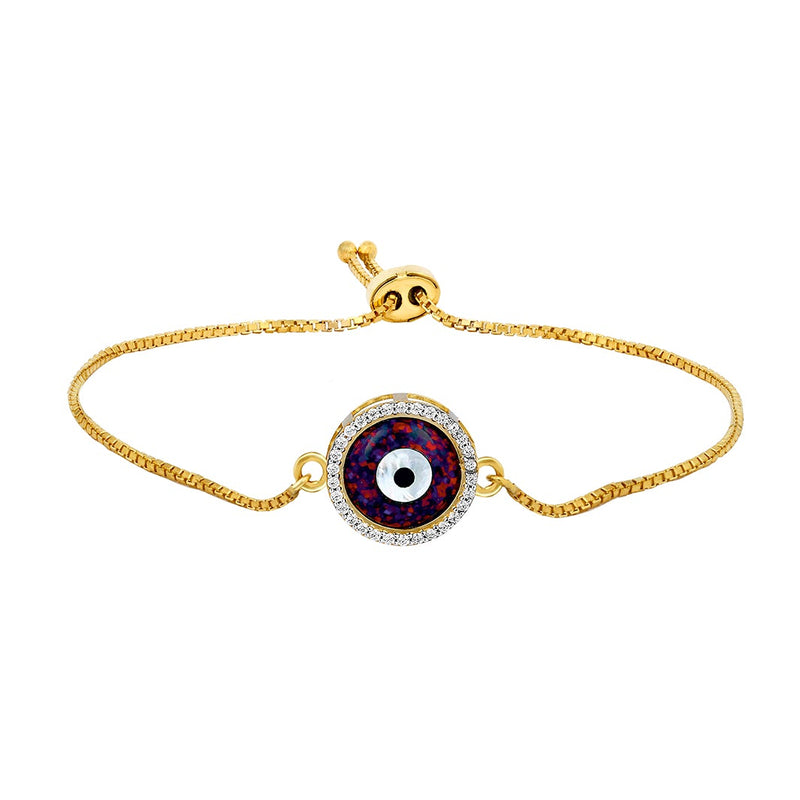 Youngster Bracelet with a Red Emerald Evil Eye