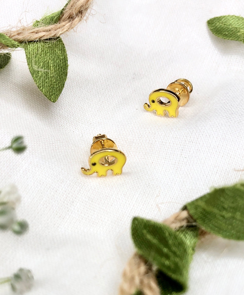 Cute Yellow Elephant Kids Earrings