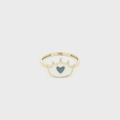 White Crown Kids Gold Ring