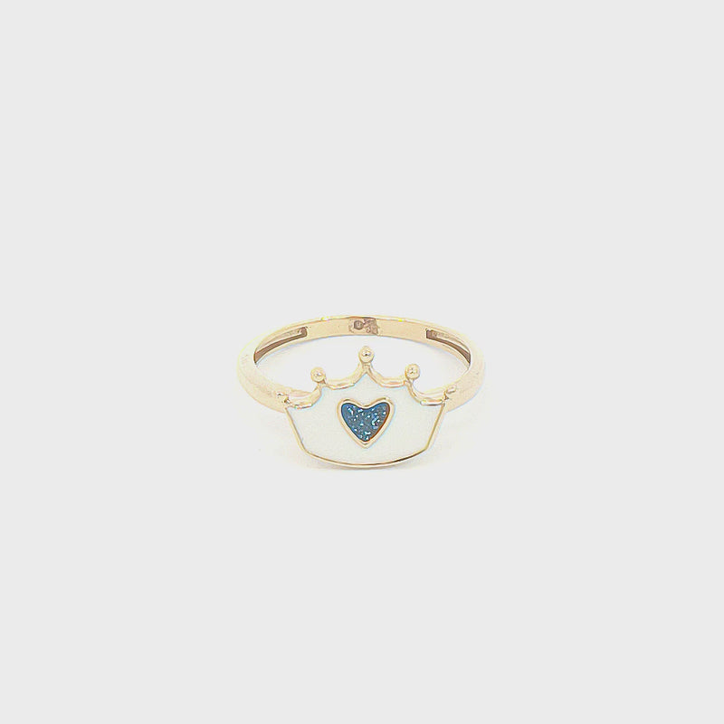 White Crown Kids Gold Ring