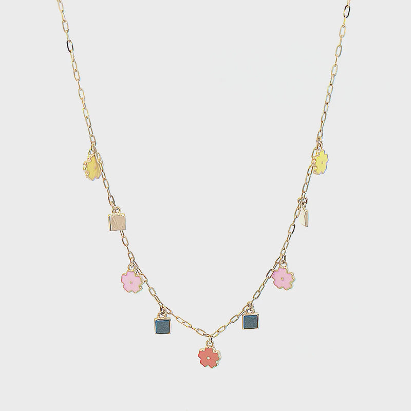 Rose Gold Chain with Small Colourful Charms