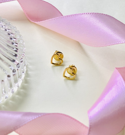 Golden Hearts-embellished Kids Earrings